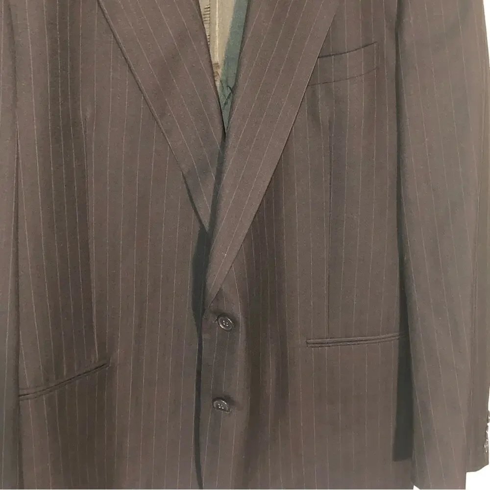 Vintage Yves Saint Laurent black blazer gray pinstripe sports coat suit size 46R